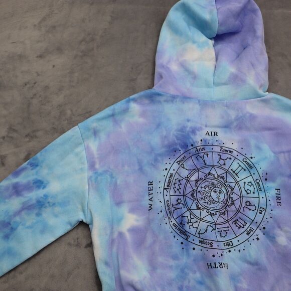 Faded Rose Sweatshirt Womens Multicolor Long Sleeve Tie Dye Drawstring Hoodie - Picture 14 of 16
